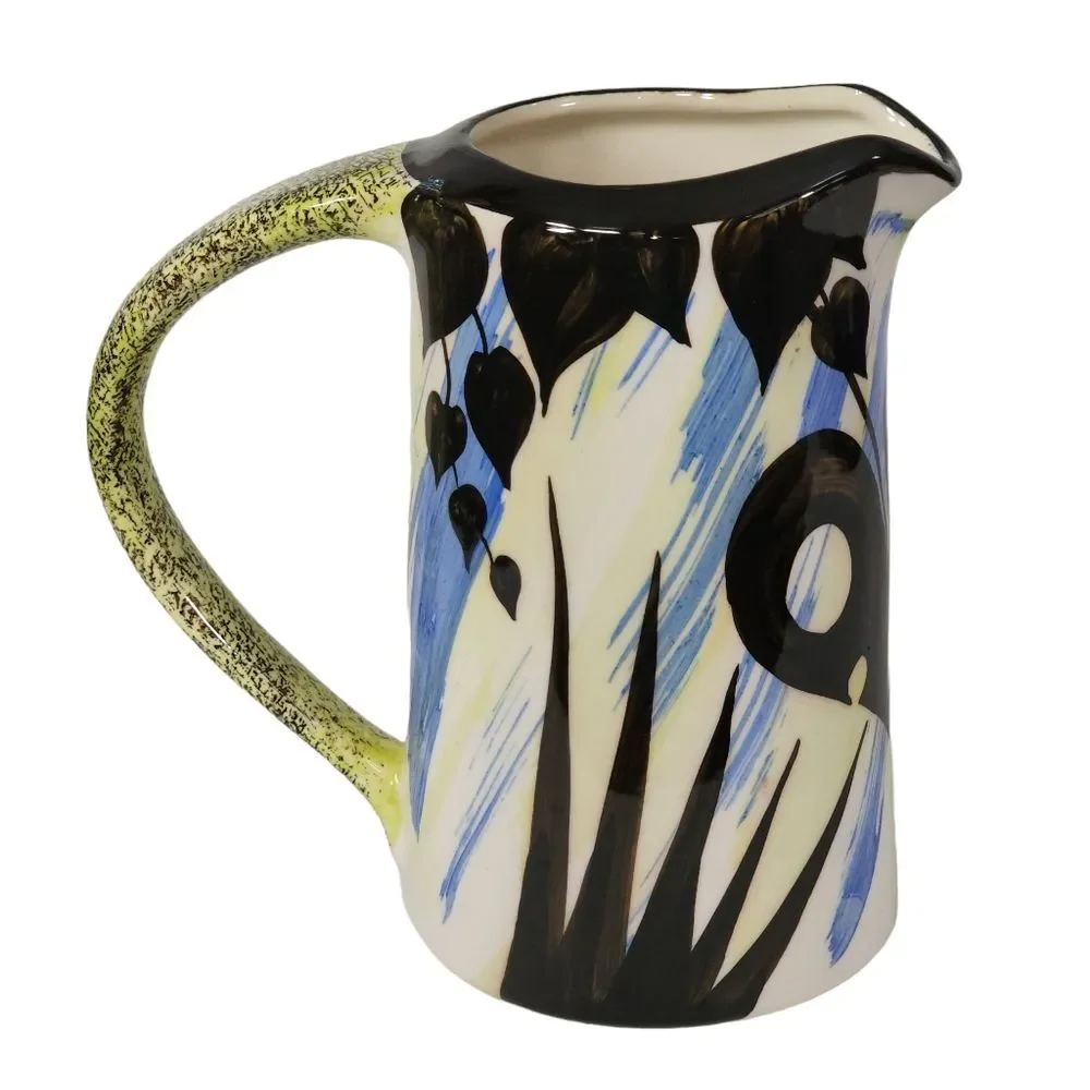 Vintage‎ Evandale Hand-painted Multicolored Porcelain Pitcher Signed Noble 7.5in